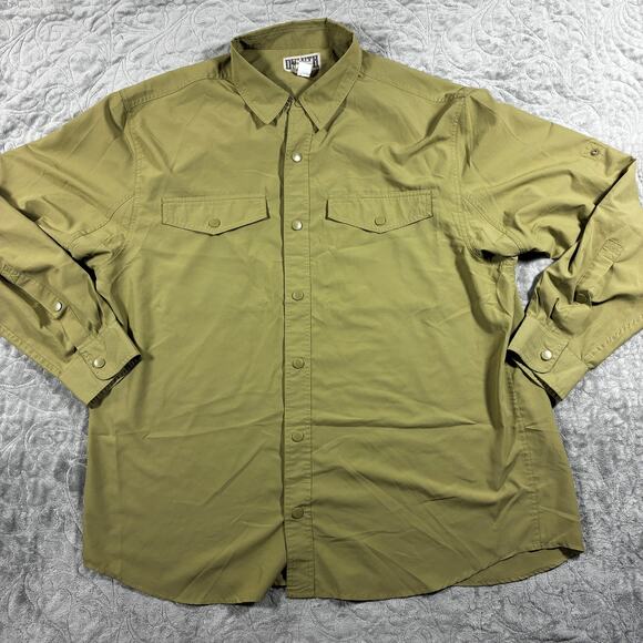 Duluth Trading Shirt Mens XL Green Snap Ripstop Hiking Workwear Outdoors - Picture 1 of 8